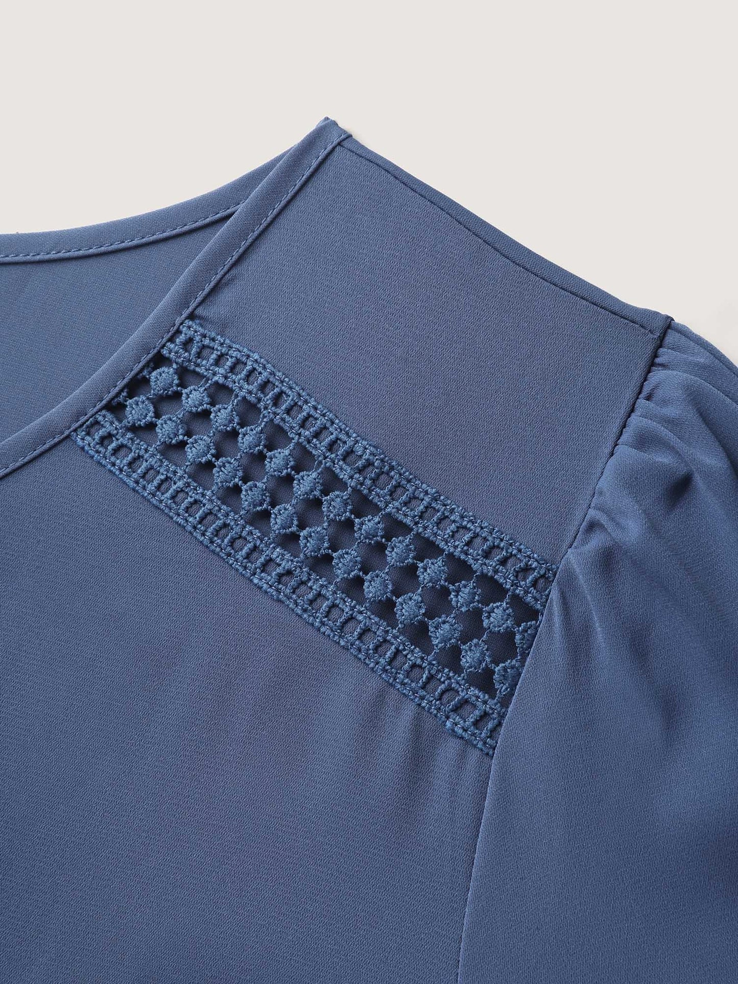 Lace Trim Waist-Drawstring Solid Midi Dress