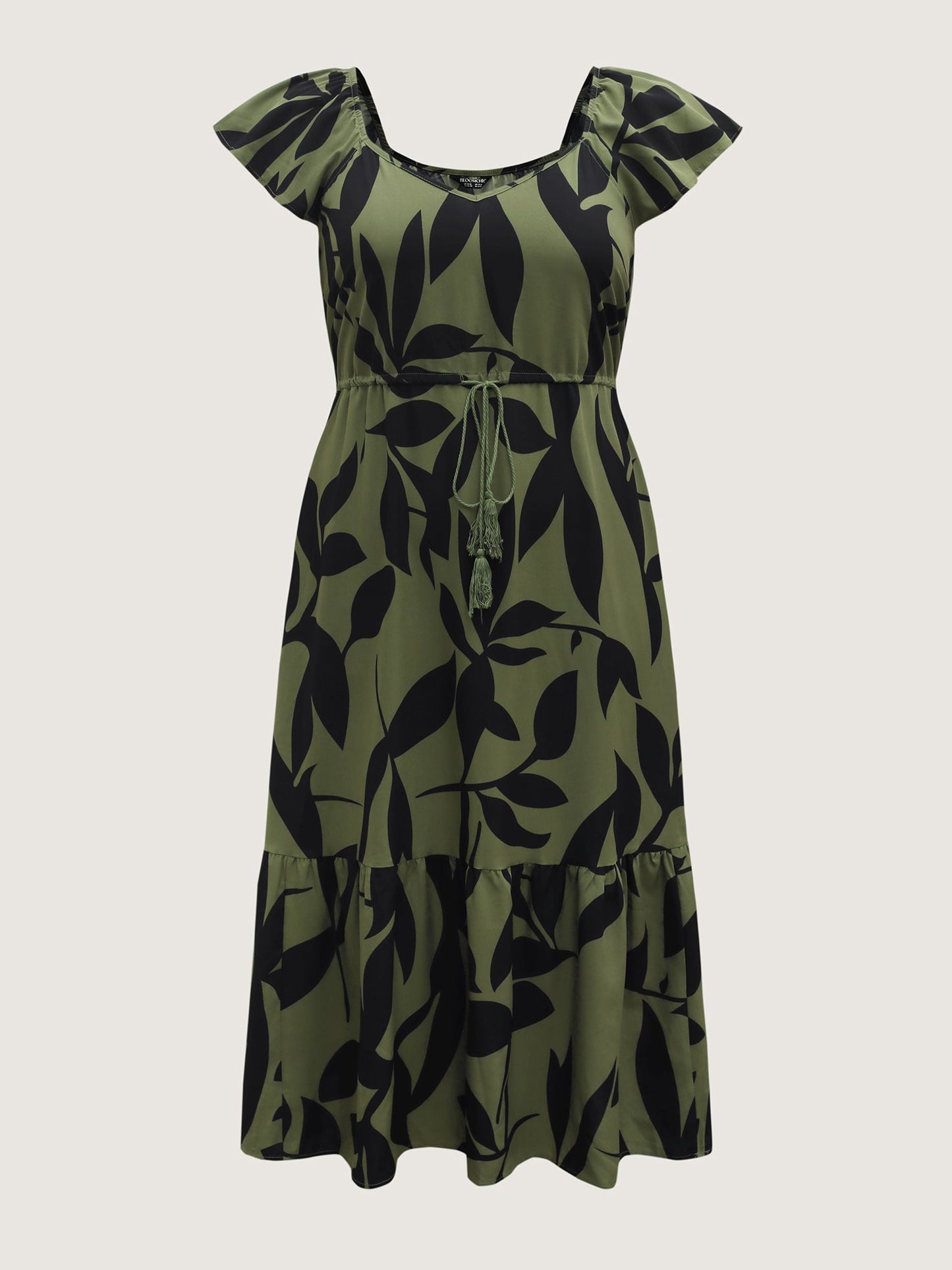 Floral Waist-Cinched Drawstring Maxi Dress