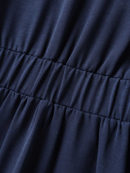 Lace Plicated Detail Cinched Flared Blouse