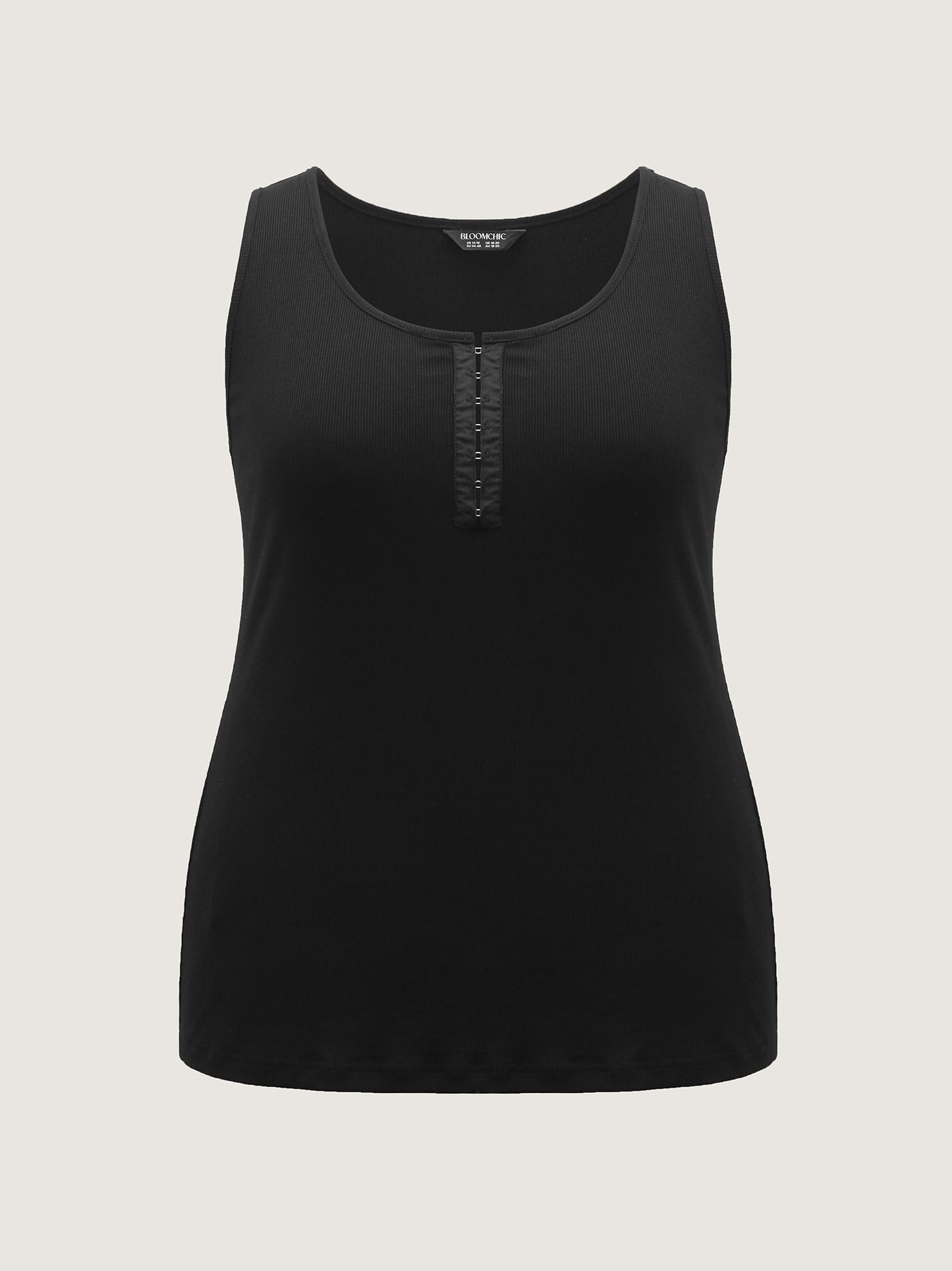 Ribbed Clasp Neckline Fitted Tank Top