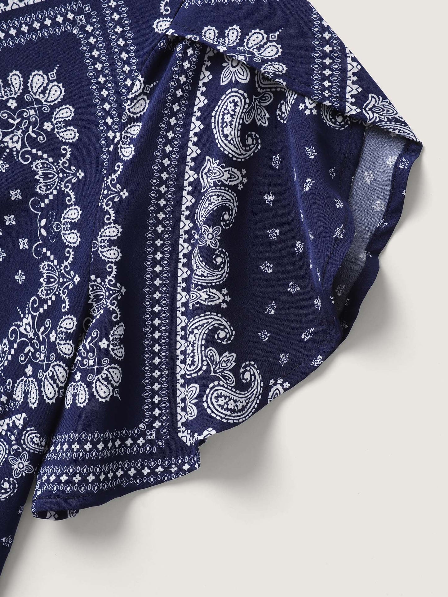 Paisley Print Waist Drawstring Midi Dress