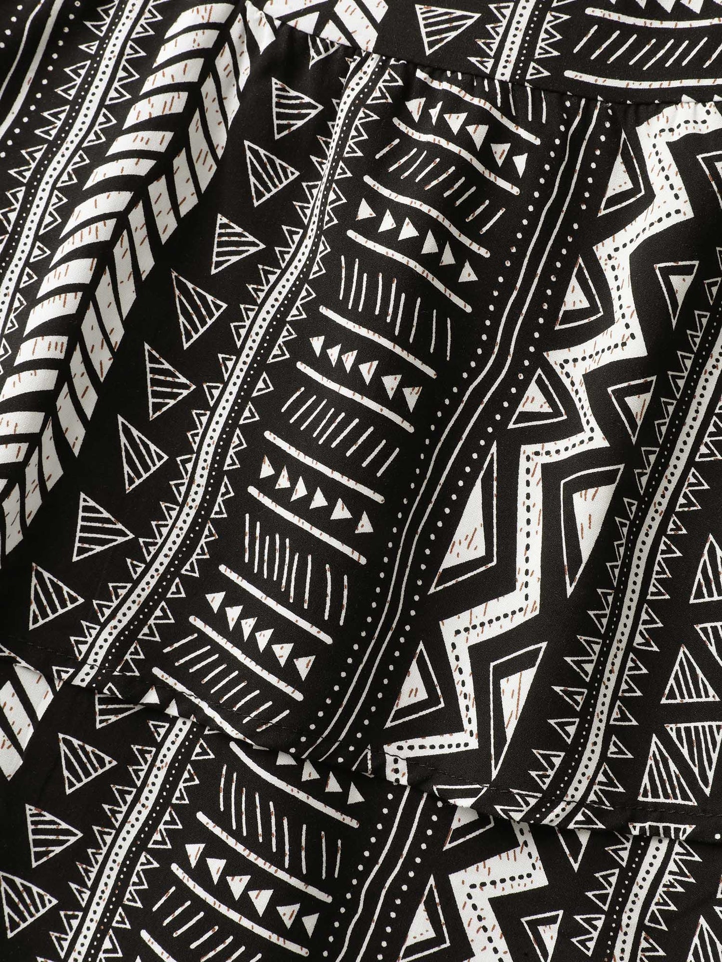 Geometric Print Button Layered Blouse