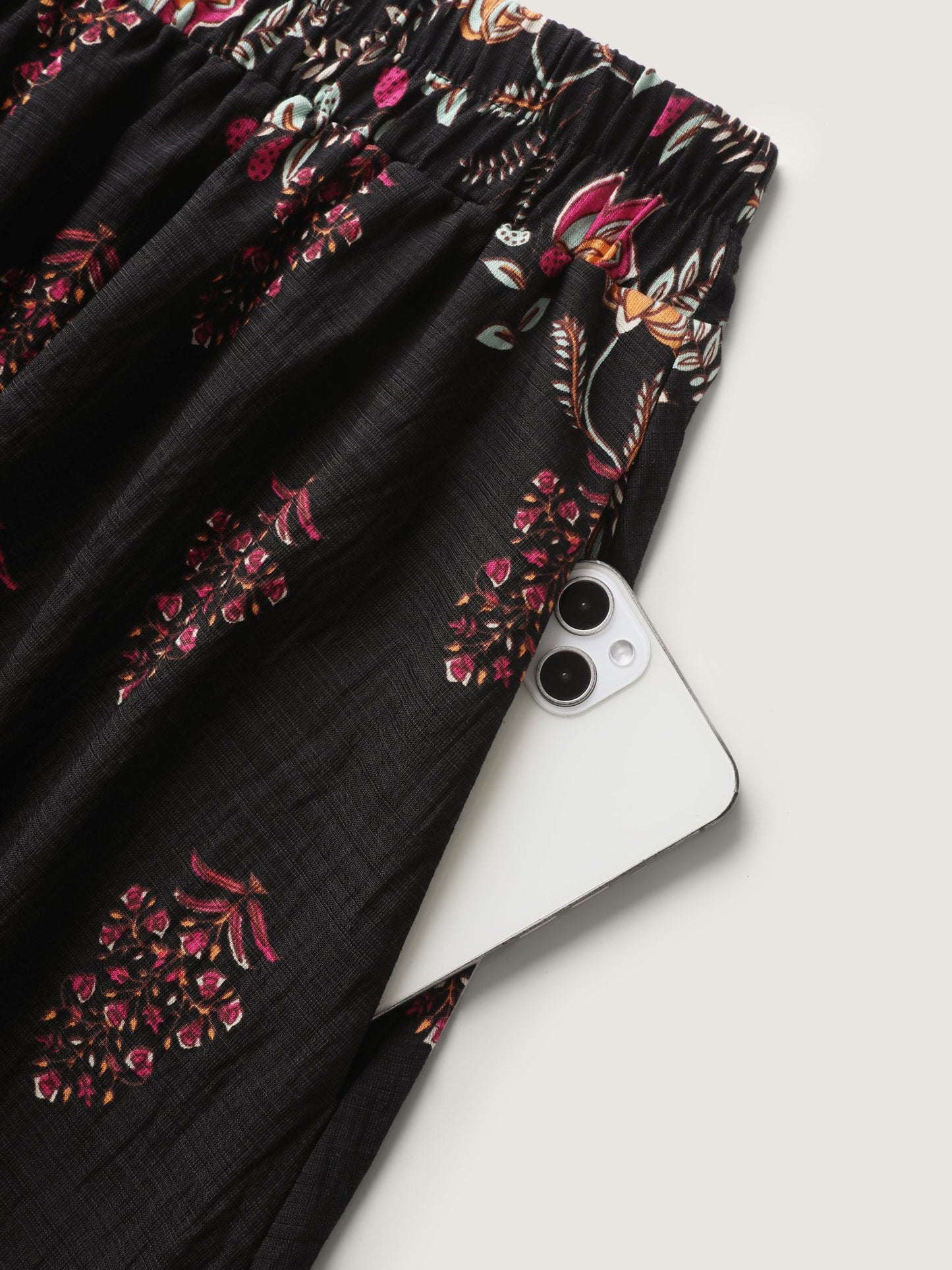 Boho Floral Waist Stretchy Midi Skirt