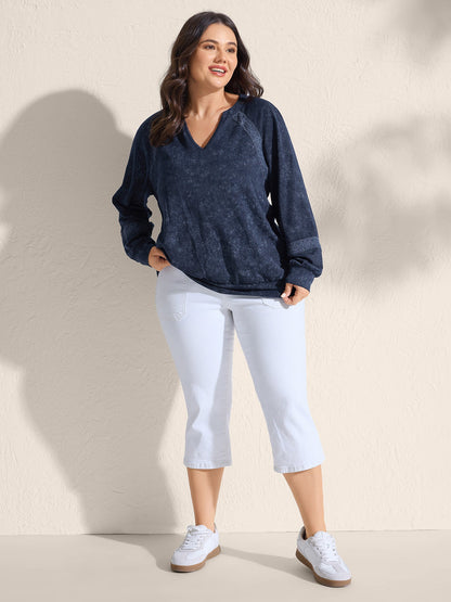Snow Wash Effect Lace Trim Sweatshirt