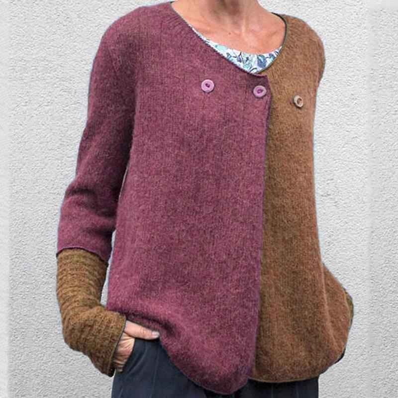 Contrast Color Loose Knit Sweater