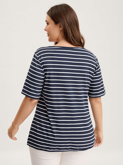 Striped Relaxed Fit Round Neck T-Shirt