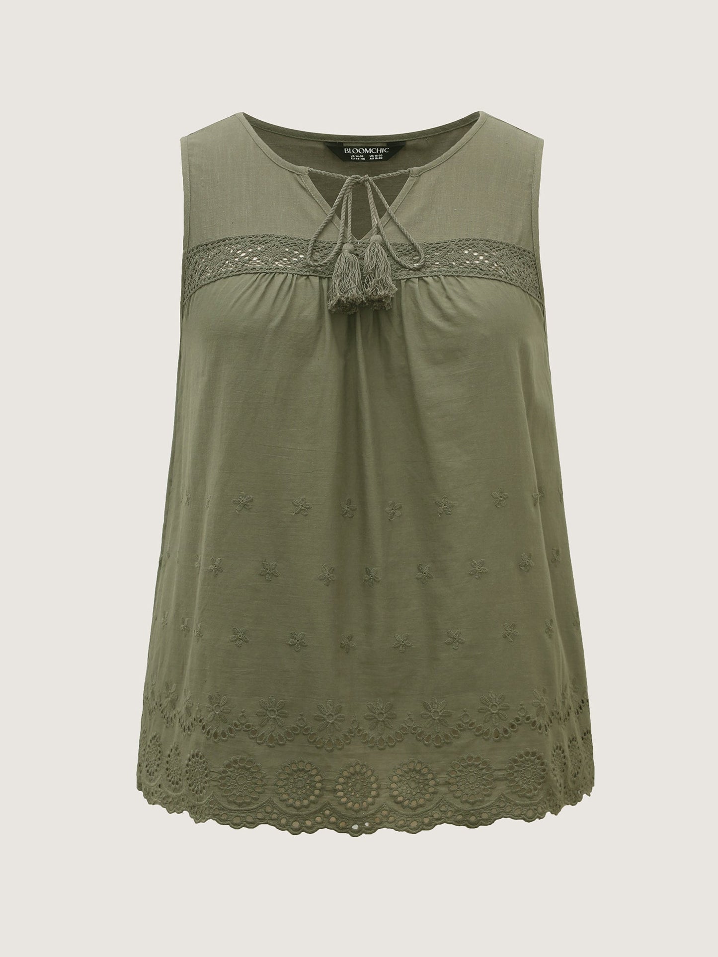 Cotton Eyelet Embroidered Flowy Tank Top