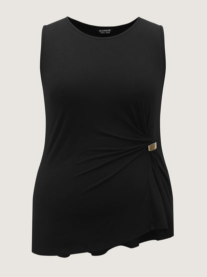 Supersoft Metal Buckle Waist-Cinched Top