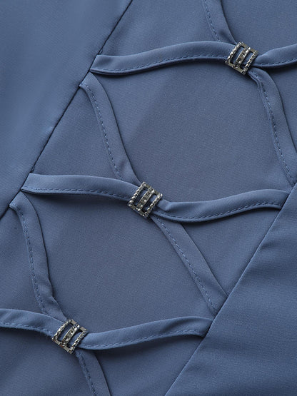 Cross-Tie Metal Detail Solid Blouse