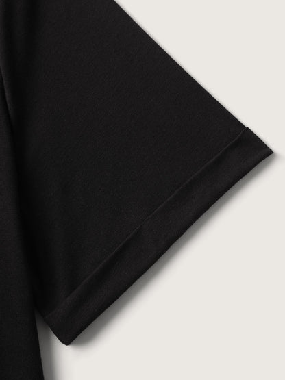Neck Cut-Out Plain T-Shirt
