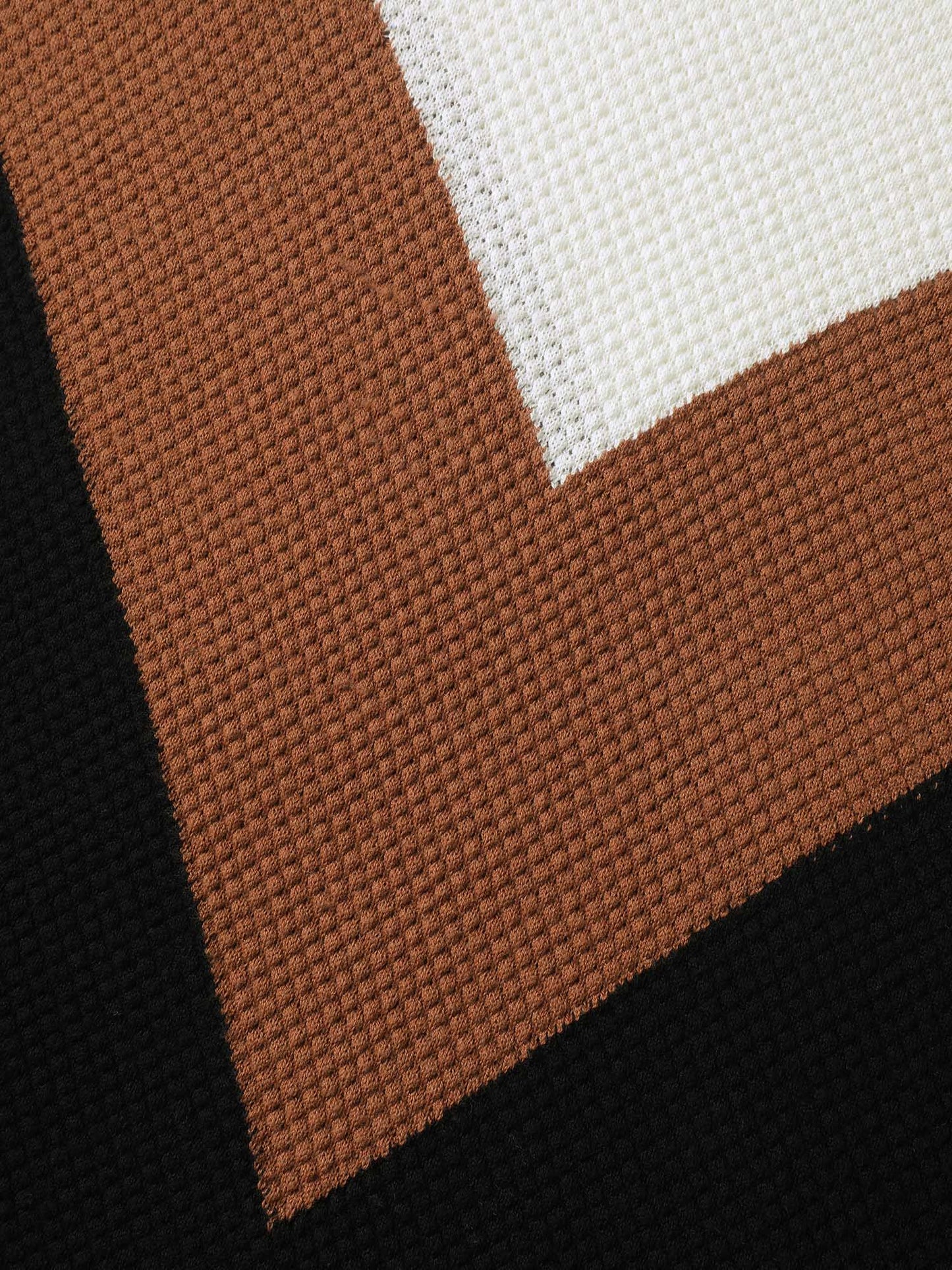 Textured Color Contrast Round Neck Pullover