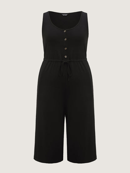Supersoft Waist Drawstring Pockets Jumpsuit