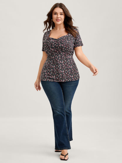 Floral Print Sweetheart Bust Ease Top