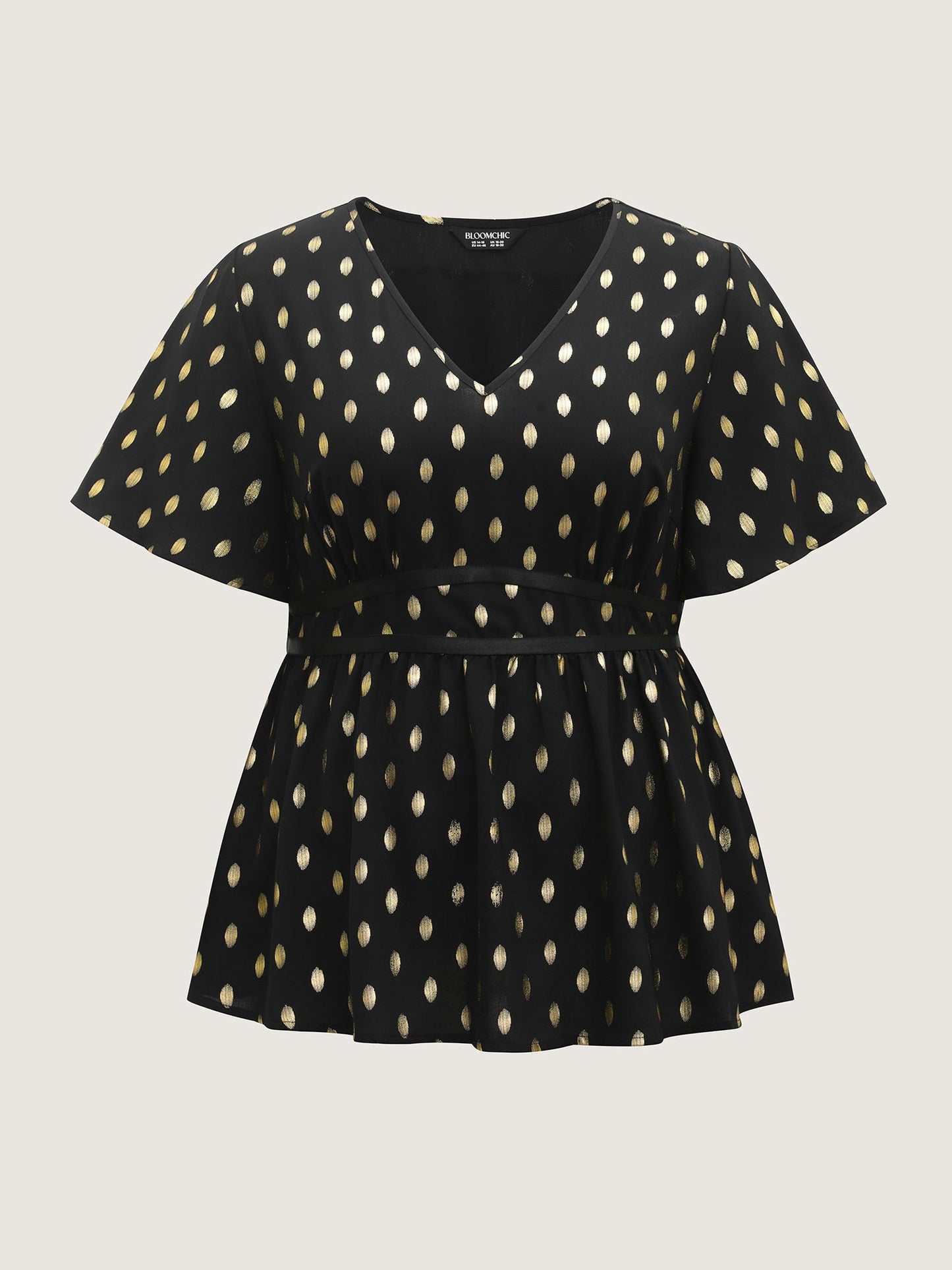Shimmery Sequin Polka Dots Waist-Cinched Blouse