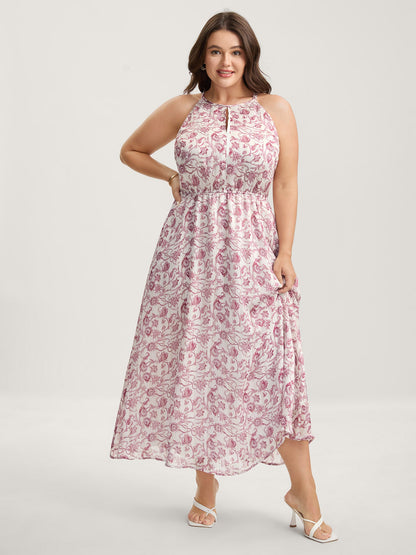 Sweet Florals Halter Neck Midi Dress