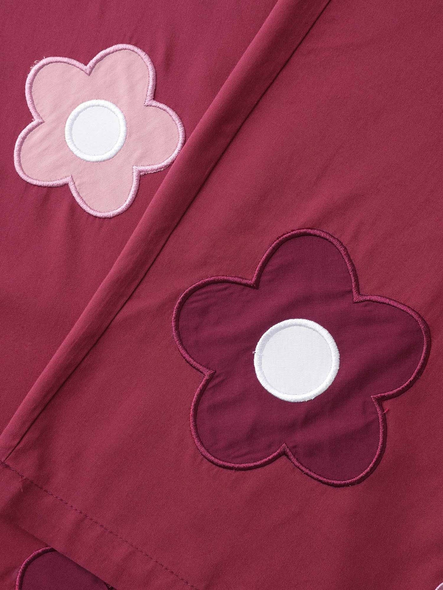 Floral Applique Embroidery Wide-Leg Pants