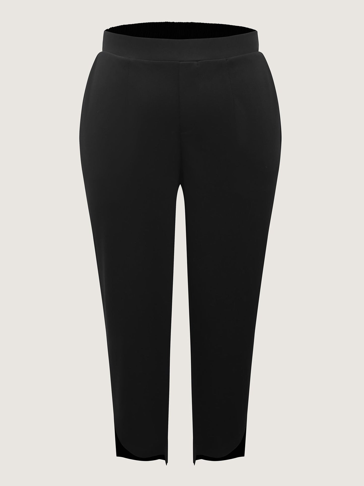 Split Curvy Hem Straight-Leg Pants