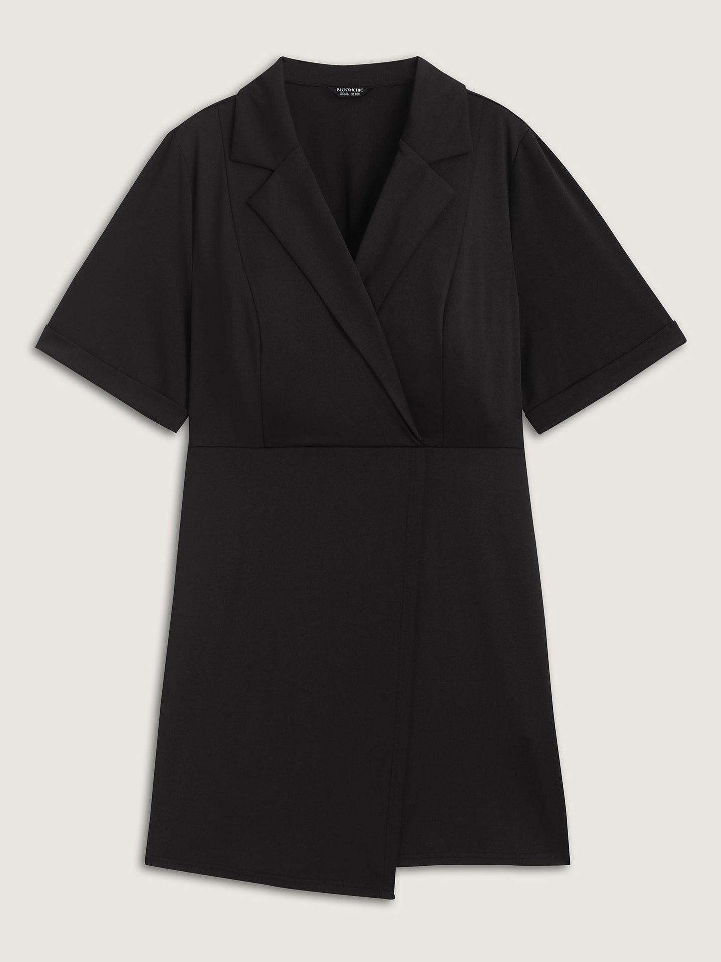 Stretchy Blazer Collar Belted Knee-Length Dress