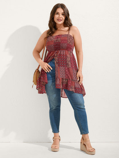 Boho Collage Print Longline Tank Top
