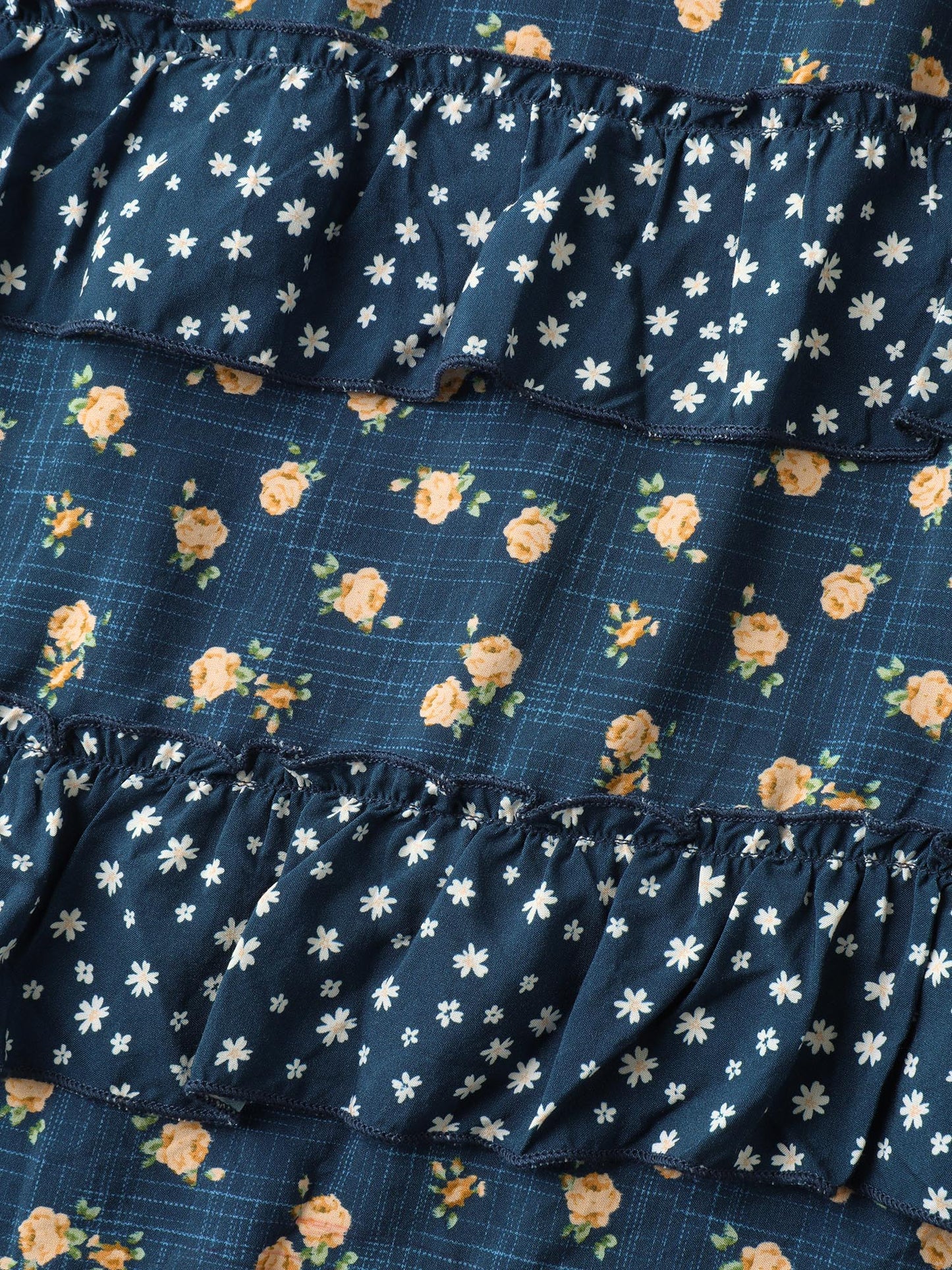 Floral Print Tiered Shirred Waist Midi Skirt