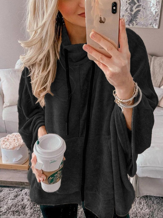 High Collar Autumn Long Sleeve Irregular Tops