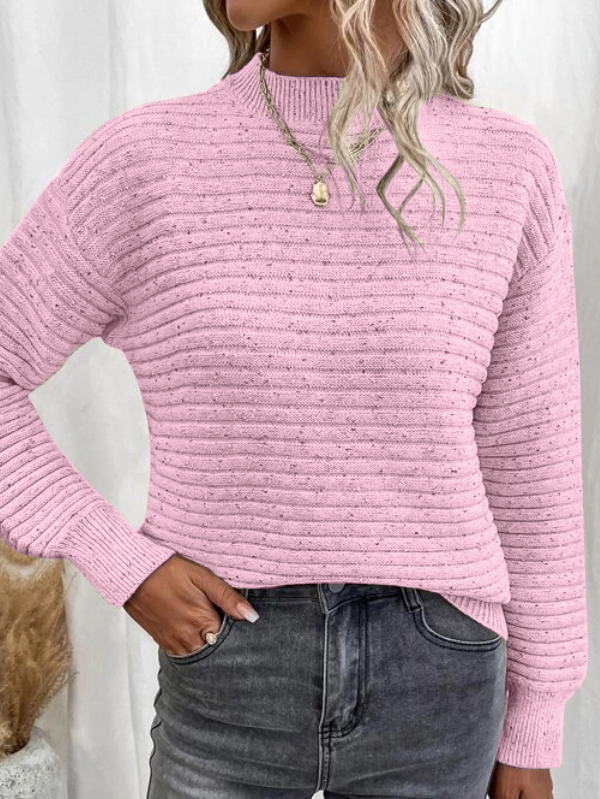 Mock Neck Drop Shoulder Sweater