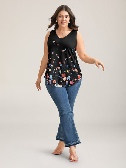 Blooming Flowers Print Stretchy Vest