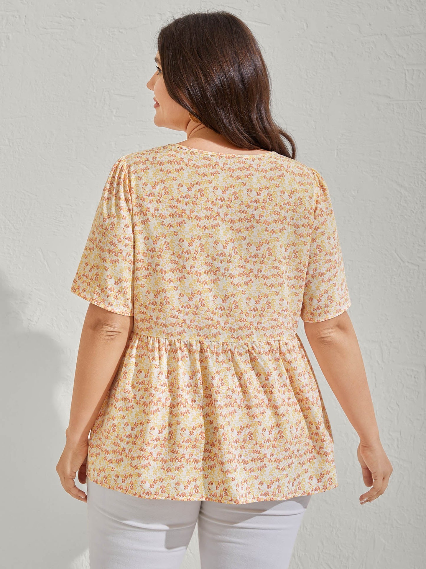 Floral Embroidery Neck Tie Blouse