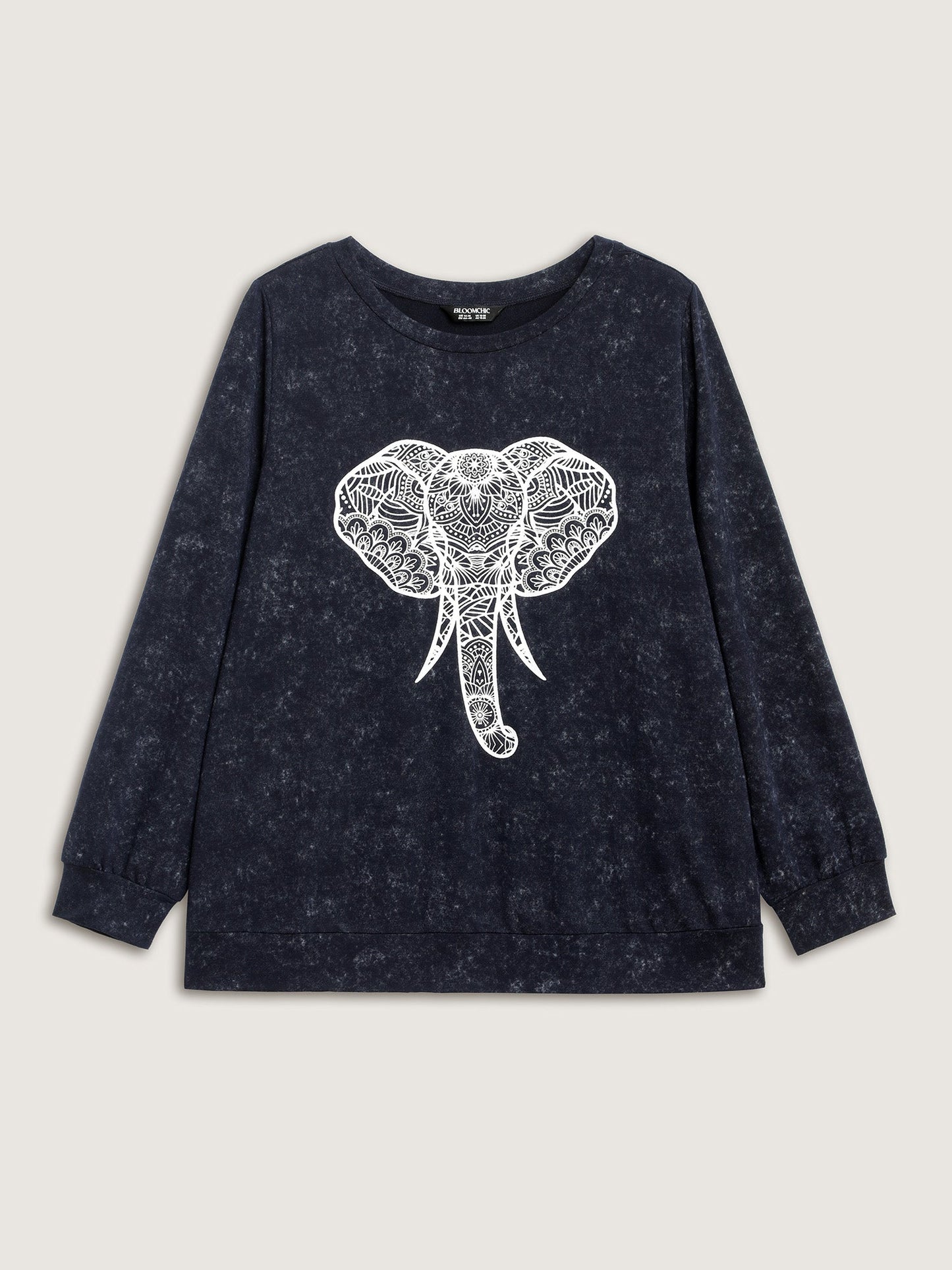 Elephant Motif Crew Neck Sweatshirt