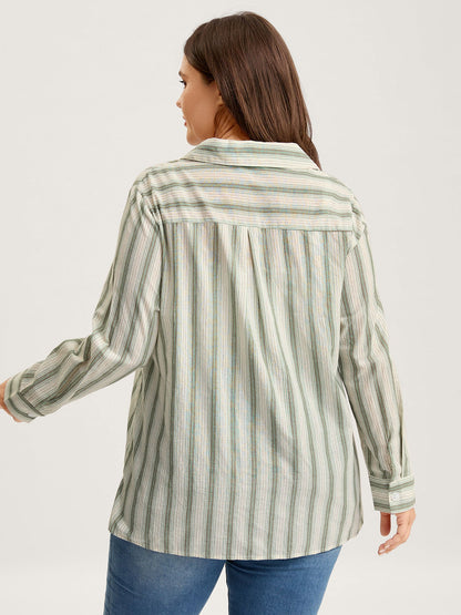 Cotton Stripes Pocket Button-Down Shirt