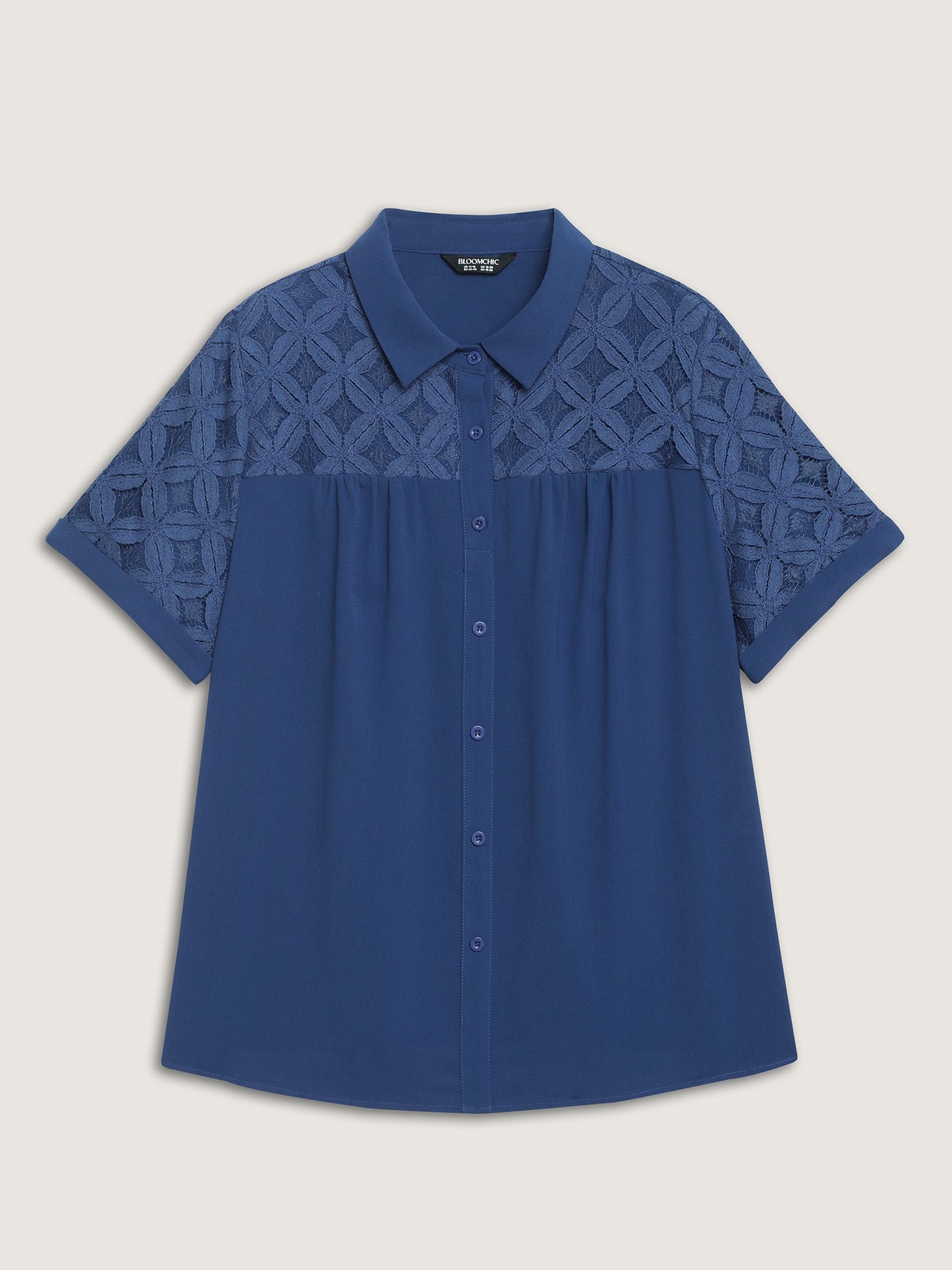 Lace Button Down Solid Shirt