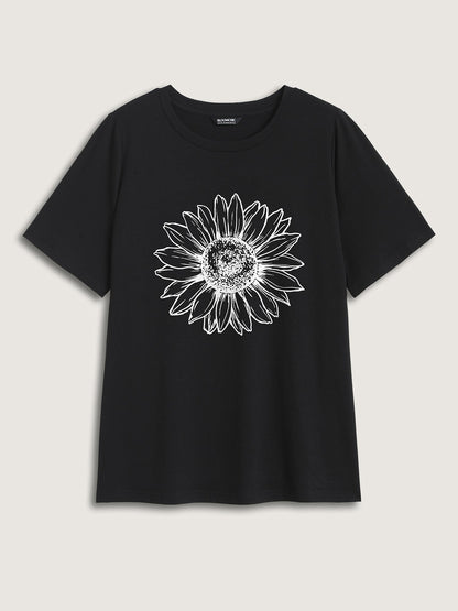 Sunkissed Sunflower Round Neck T-Shirt