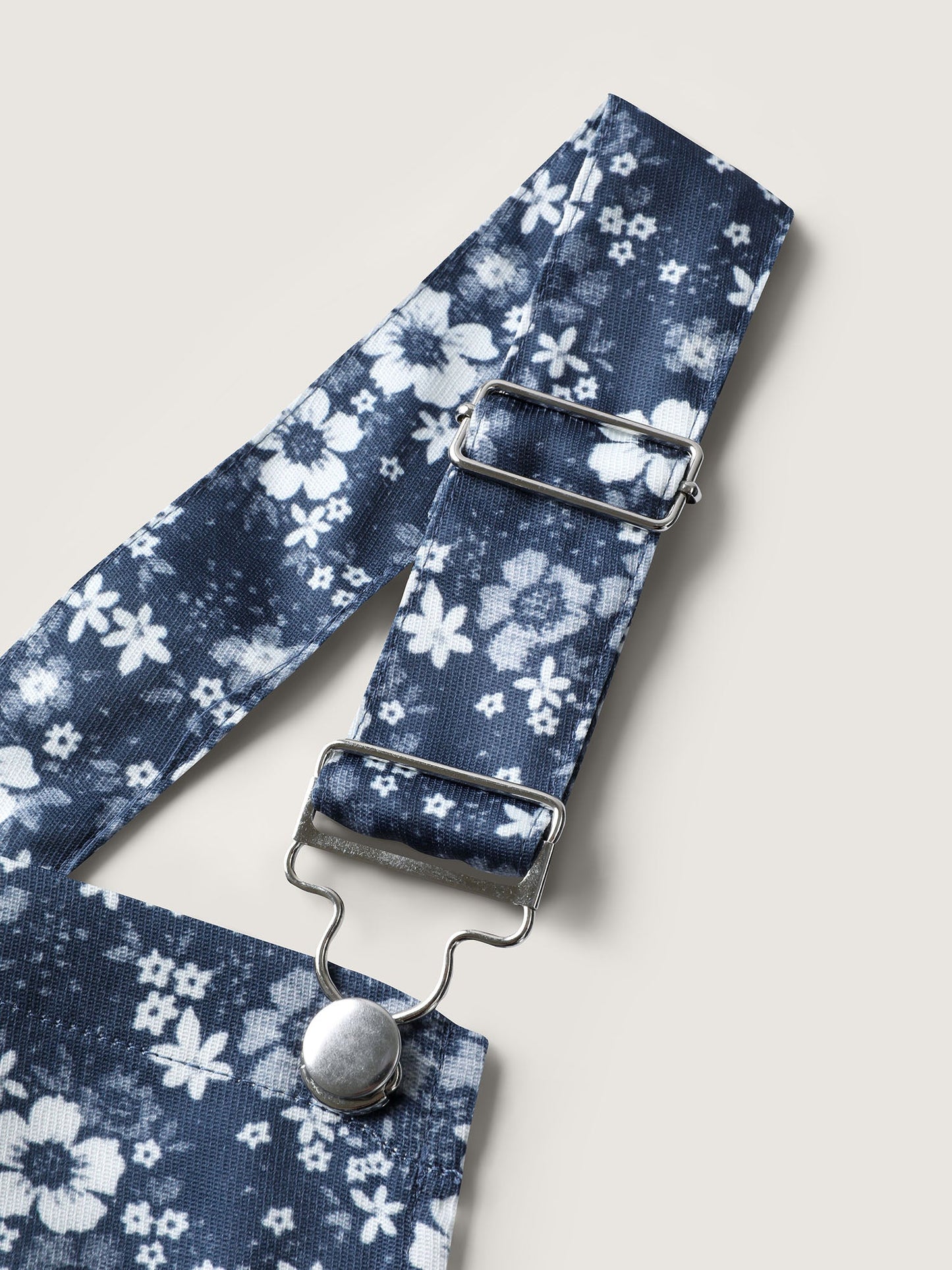 Floral Overall Straps Stretchy Waist Midi Dress
