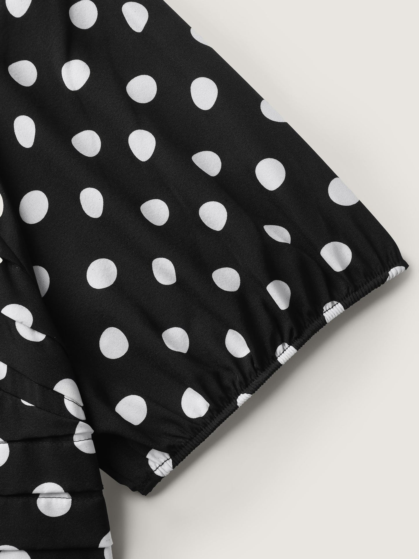 Polka Dots Pleated Bodice Midi Dress