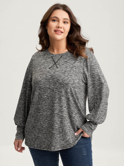 Stretchy Heather Textured Solid T-Shirt