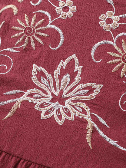 Pure Cotton Floral Embroidered Midi Dress