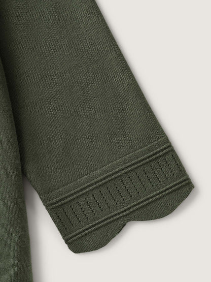 Supersoft Scalloped Trim Three-Quarter Sleeve Cardigan