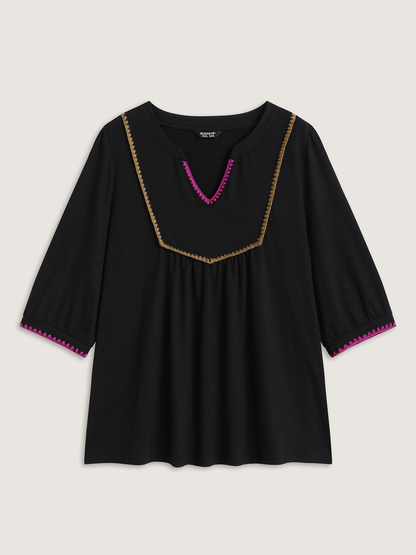 Contrast Embroidery Thread Detail T-Shirt