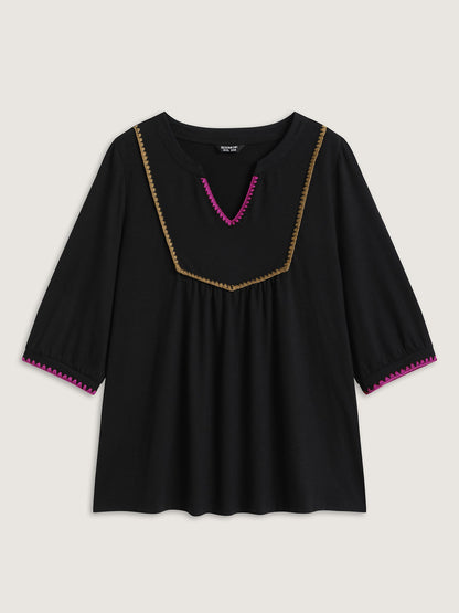 Contrast Embroidery Thread Detail T-Shirt