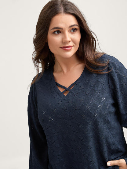 Stretchy Cross-Tie Textured T-Shirt