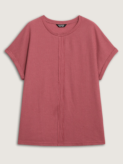 Waffle Seamed Front Solid T-Shirt