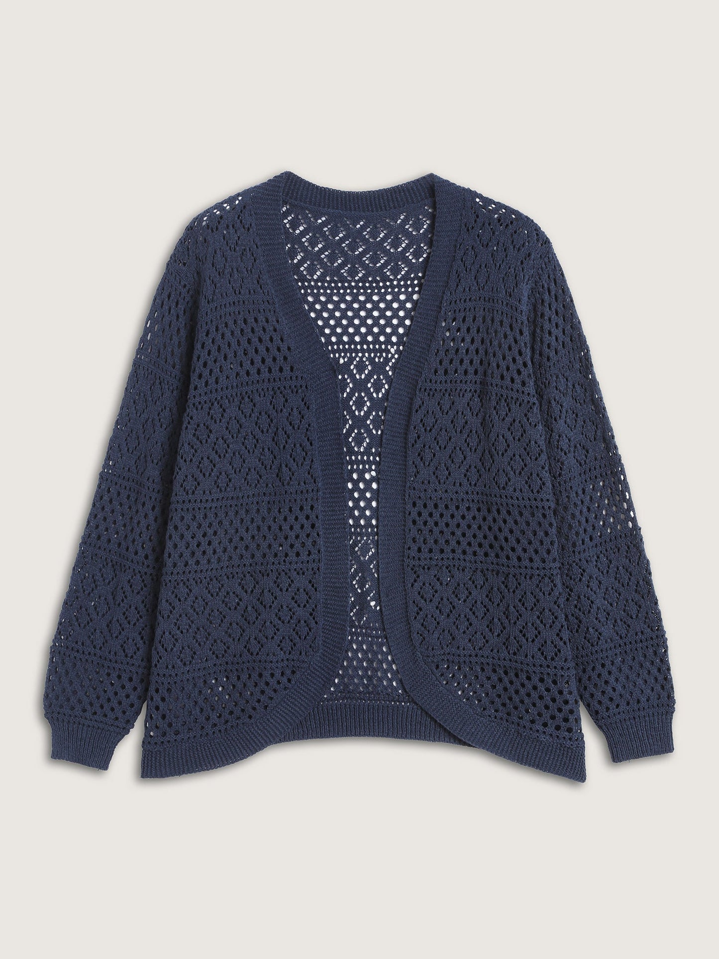 Textured Cut-Out Arc Hem Lightweight Cardigan