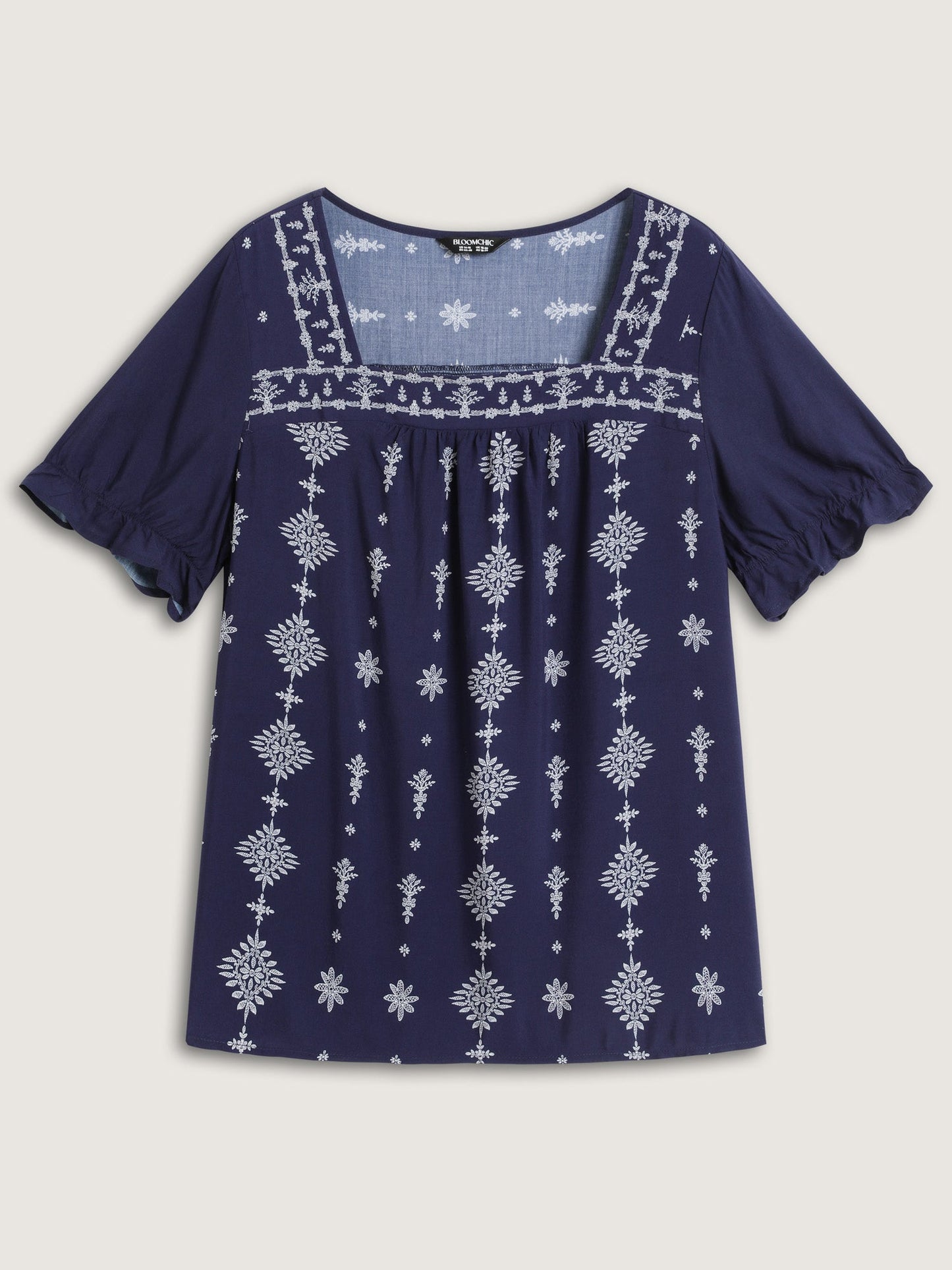 Boho Print Square Neck Blouse