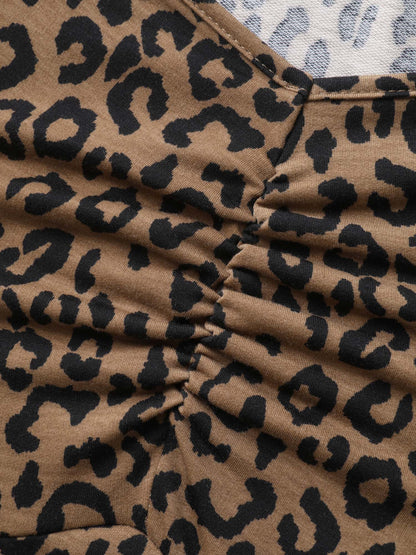 Leopard Print Sweetheart Knee-Length Dress