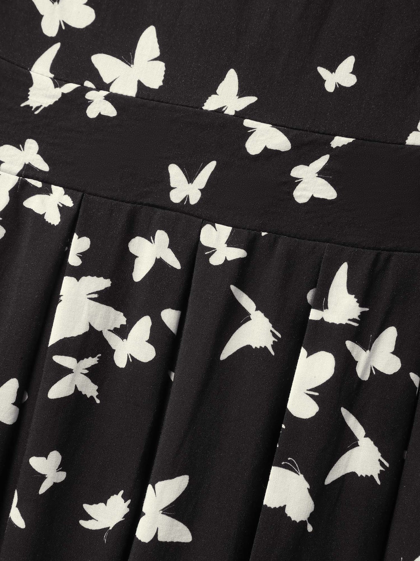 Rayon Monochrome Butterfly Stretchy Midi Dress