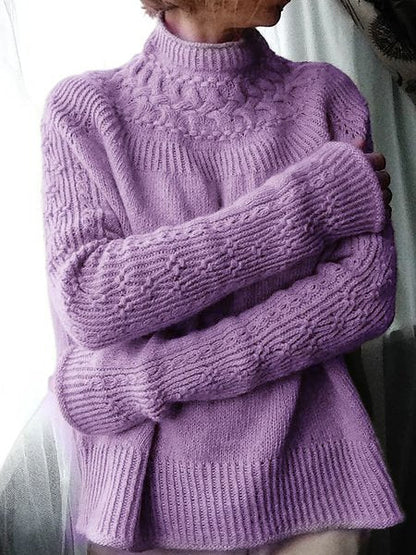 Knitted Plain Casual Sweater