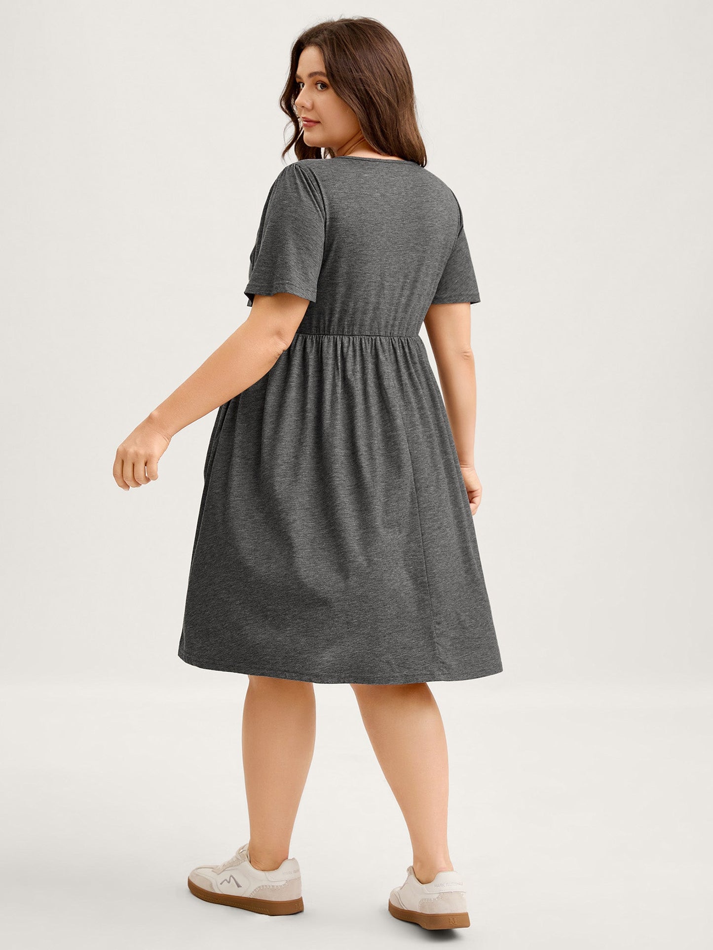 Supersoft Knotted Bodice Flared Sleeve Midi Dress