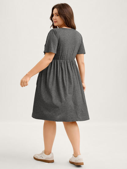 Supersoft Knotted Bodice Flared Sleeve Midi Dress