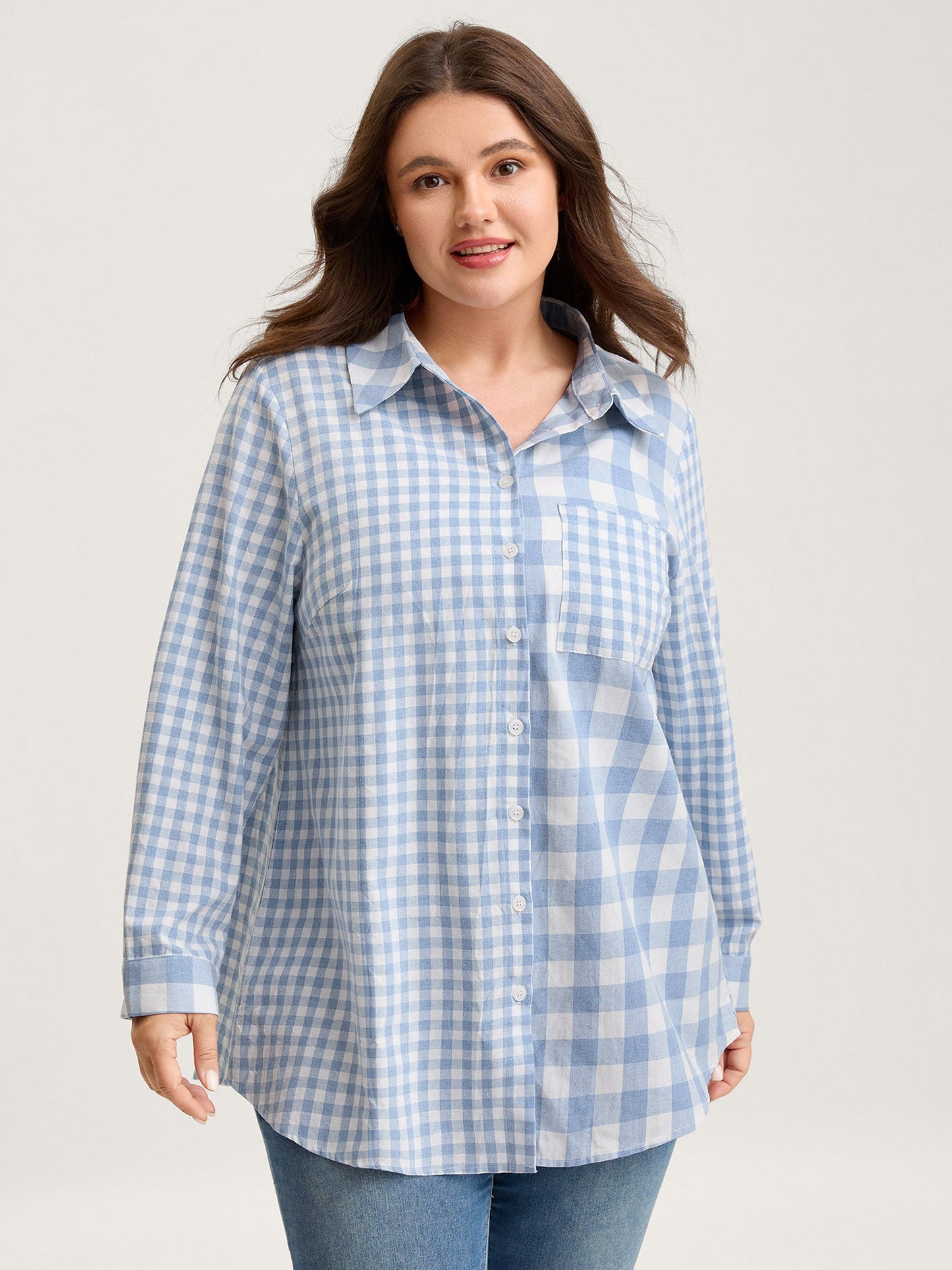 Asymmetrical Plaid Button-Down Shirt