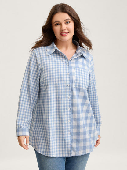 Asymmetrical Plaid Button-Down Shirt